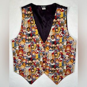 VINTAGE‎ USA Womens USA Patriotic Kids Vest 1X 90s 4th of July Americana Teacher